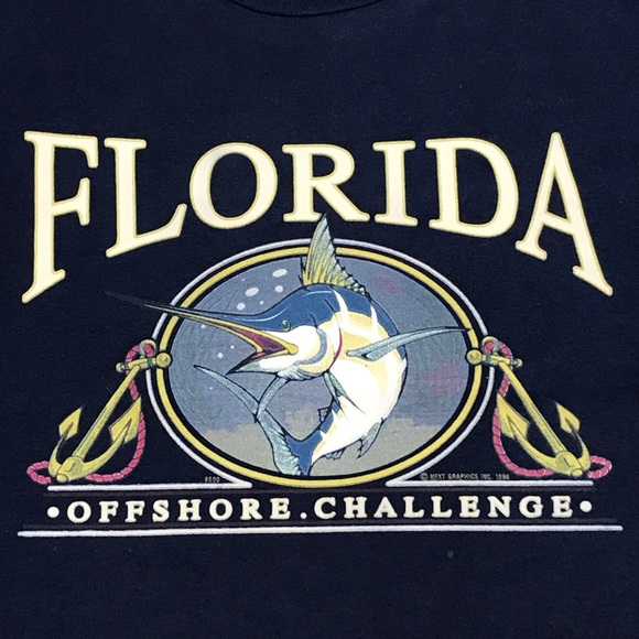 Jerzees Florida Offshore Challenge Men’s Vintage 90’s Fishing T-Shirt Size Large - Picture 3 of 7
